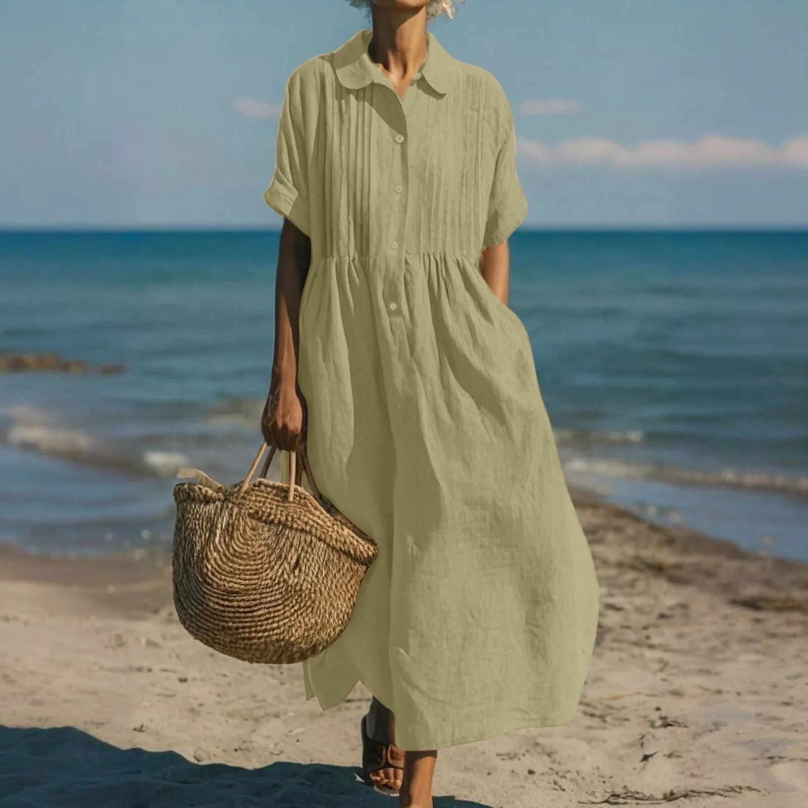 Alice | Cotton Button Shirt Dress - Image 9