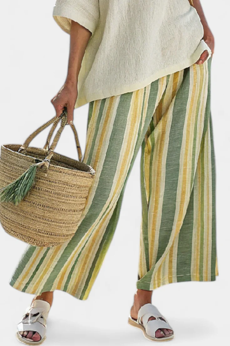 Ellowyn | Sophisticated Top & Striped Linen Pants - Image 4