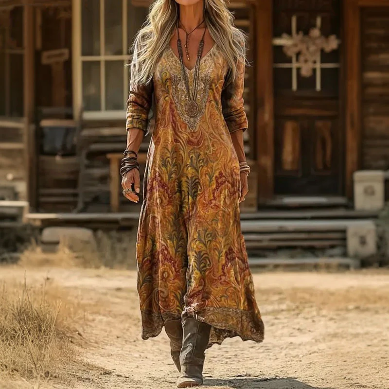 Evelyn | Vintage-Inspired Long Sleeve Casual Dress