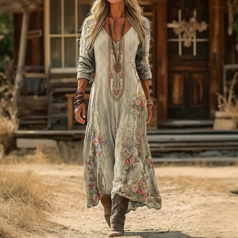 Evelyn | Vintage-Inspired Long Sleeve Casual Dress