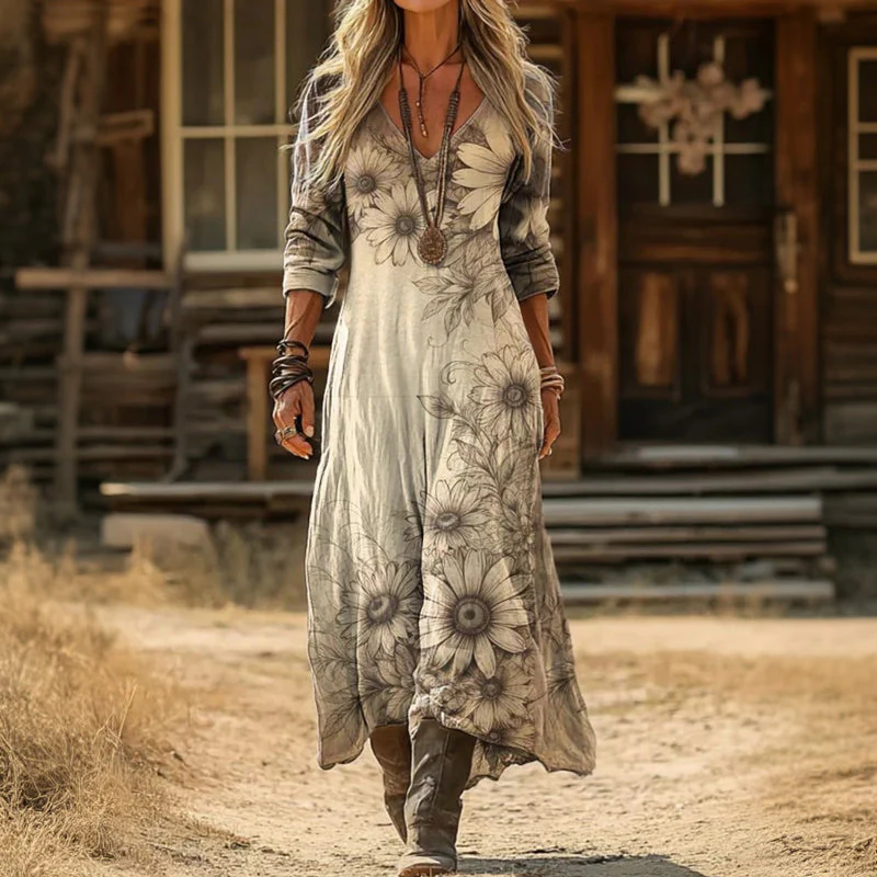 Evelyn | Vintage-Inspired Long Sleeve Casual Dress - Image 2
