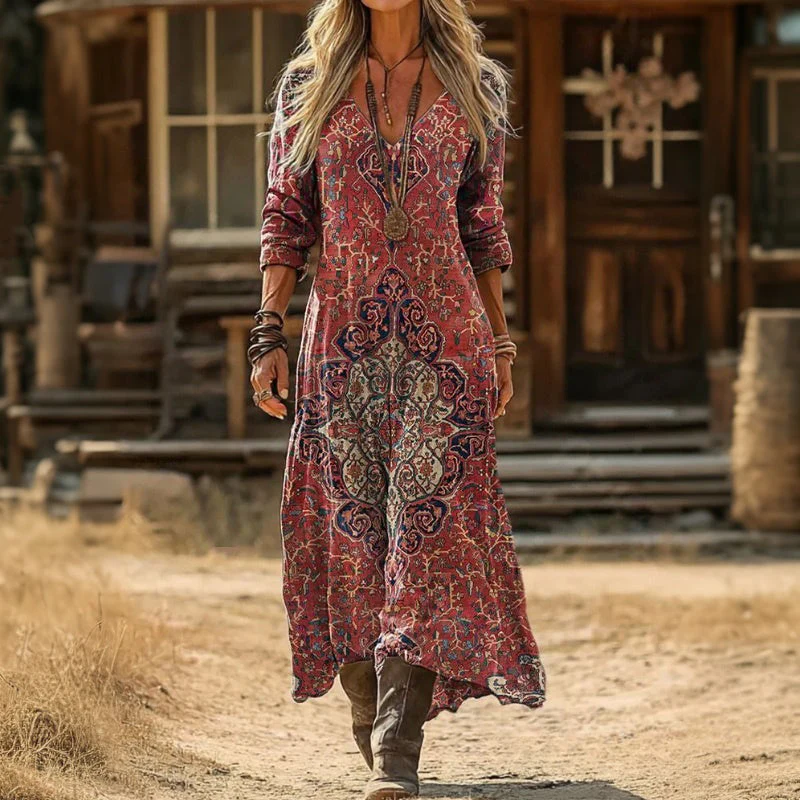 Evelyn | Vintage-Inspired Long Sleeve Casual Dress