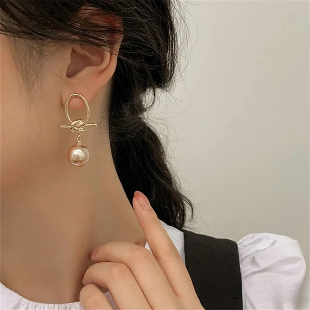 Golden Pearl Hoop Earrings - Image 2
