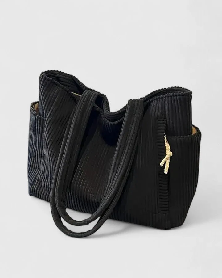 Liorane | Luxurious Ribbed Tote Bag with Cord Detail - Image 2