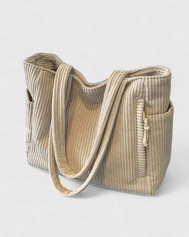 Liorane | Luxurious Ribbed Tote Bag with Cord Detail - Image 4