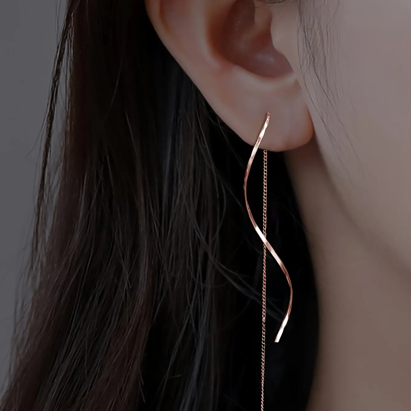 Long Earrings with Wavy Design - Image 4