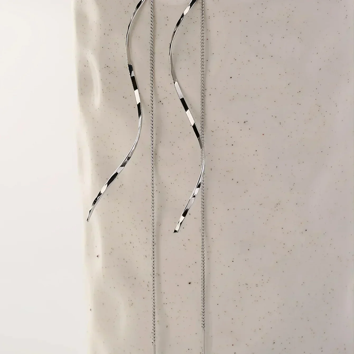 Long Earrings with Wavy Design - Image 5