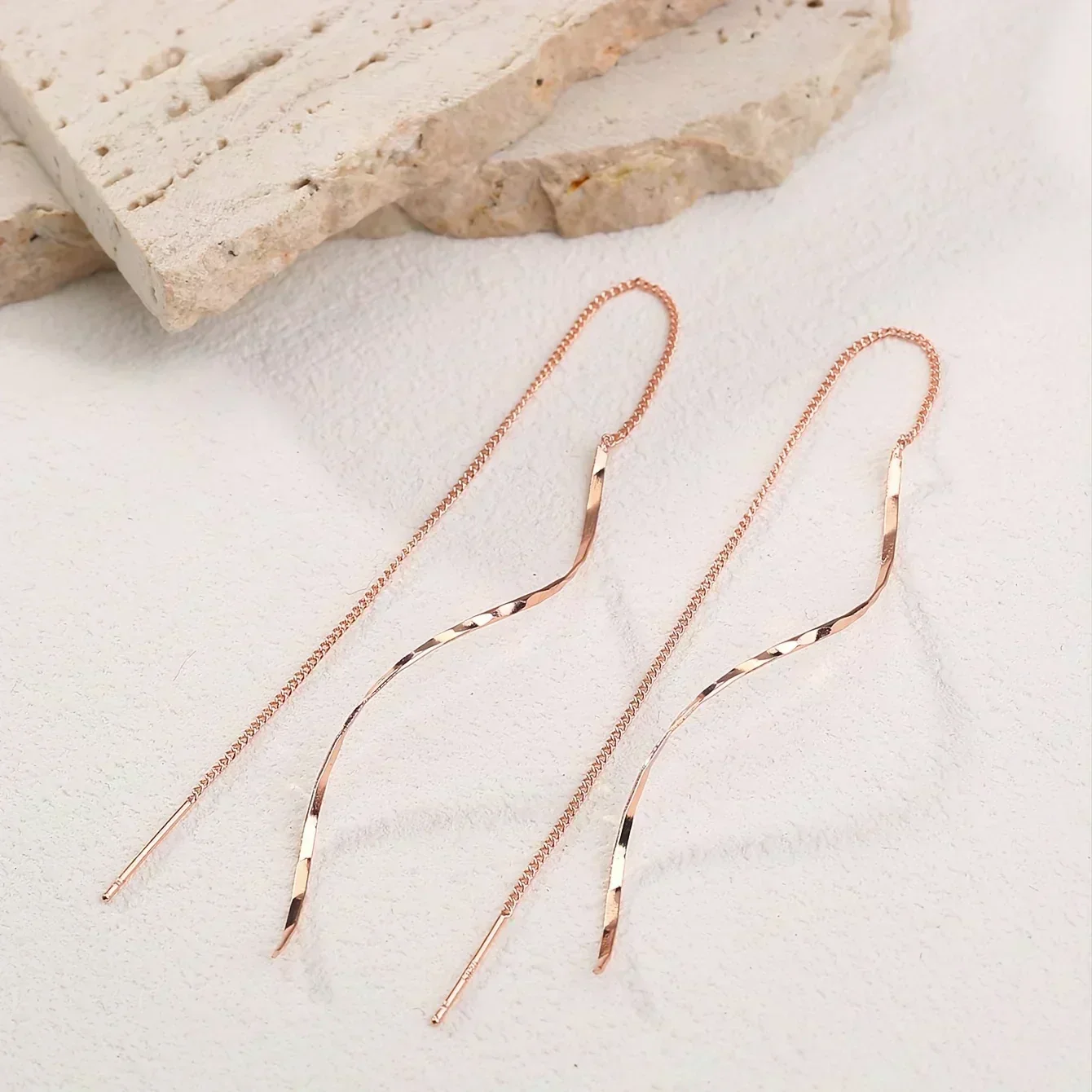 Long Earrings with Wavy Design - Image 6