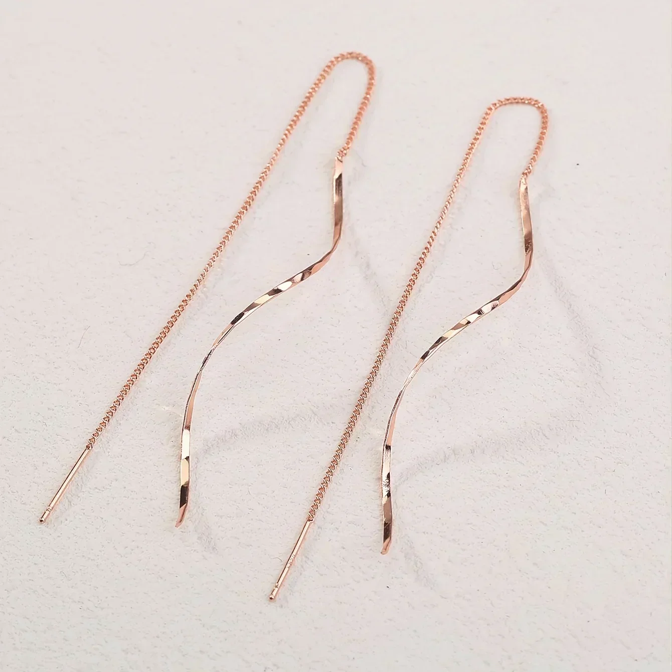Long Earrings with Wavy Design - Image 7