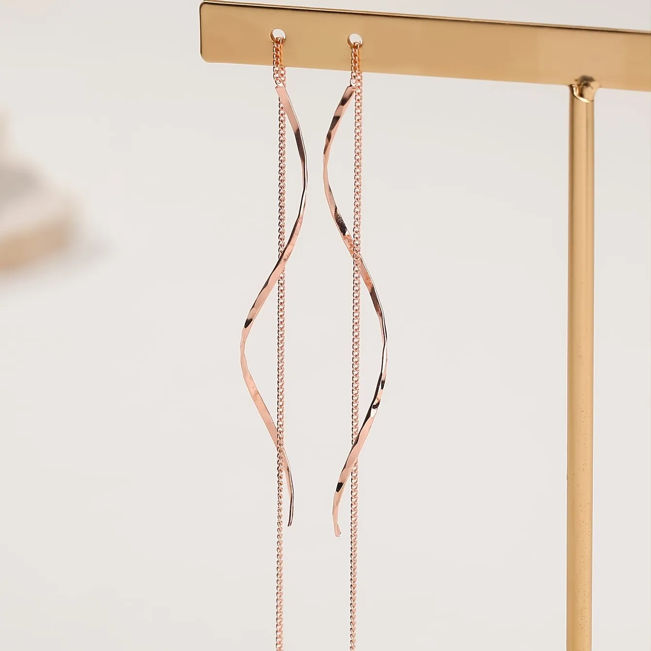 Long Earrings with Wavy Design - Image 9