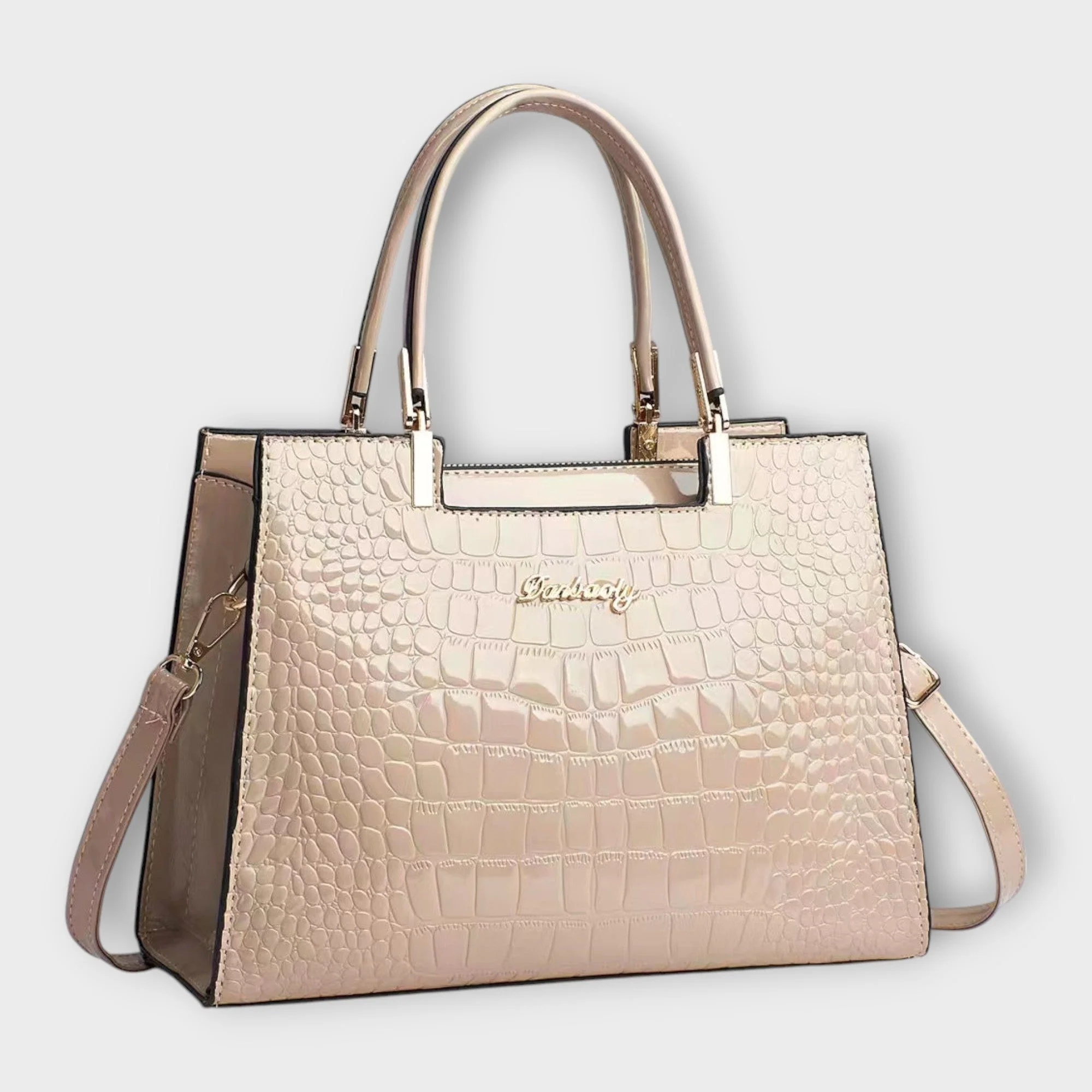 Olivia - Glossy Crocodile Pattern Handbag - Image 3