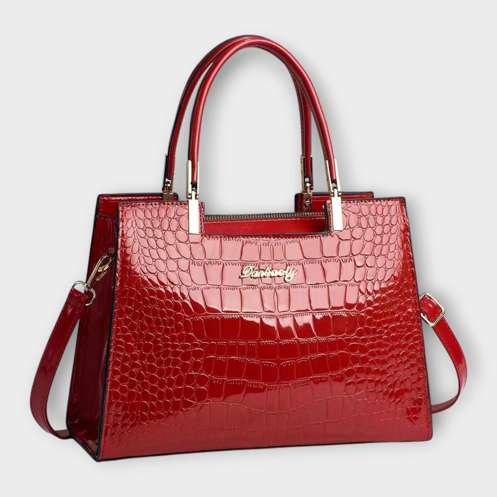 Olivia - Glossy Crocodile Pattern Handbag - Image 4