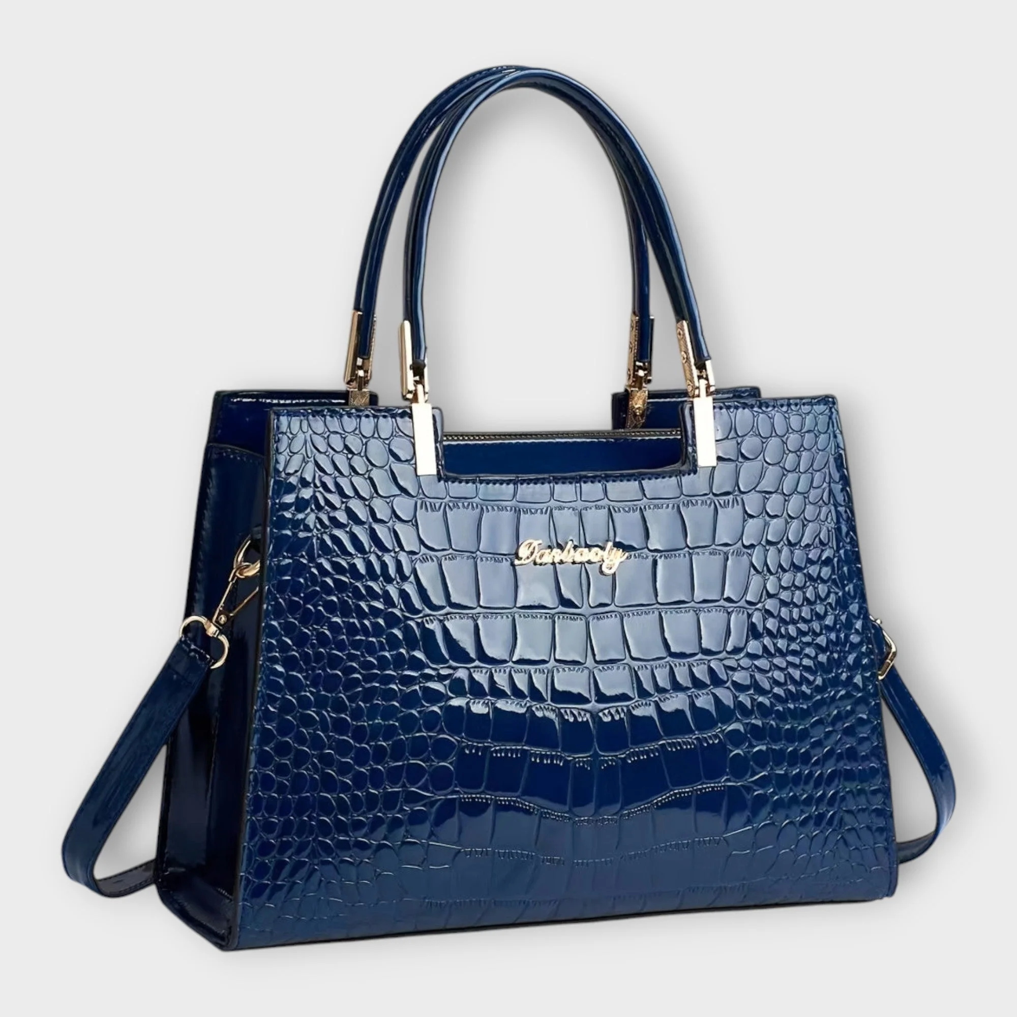 Olivia - Glossy Crocodile Pattern Handbag - Image 5