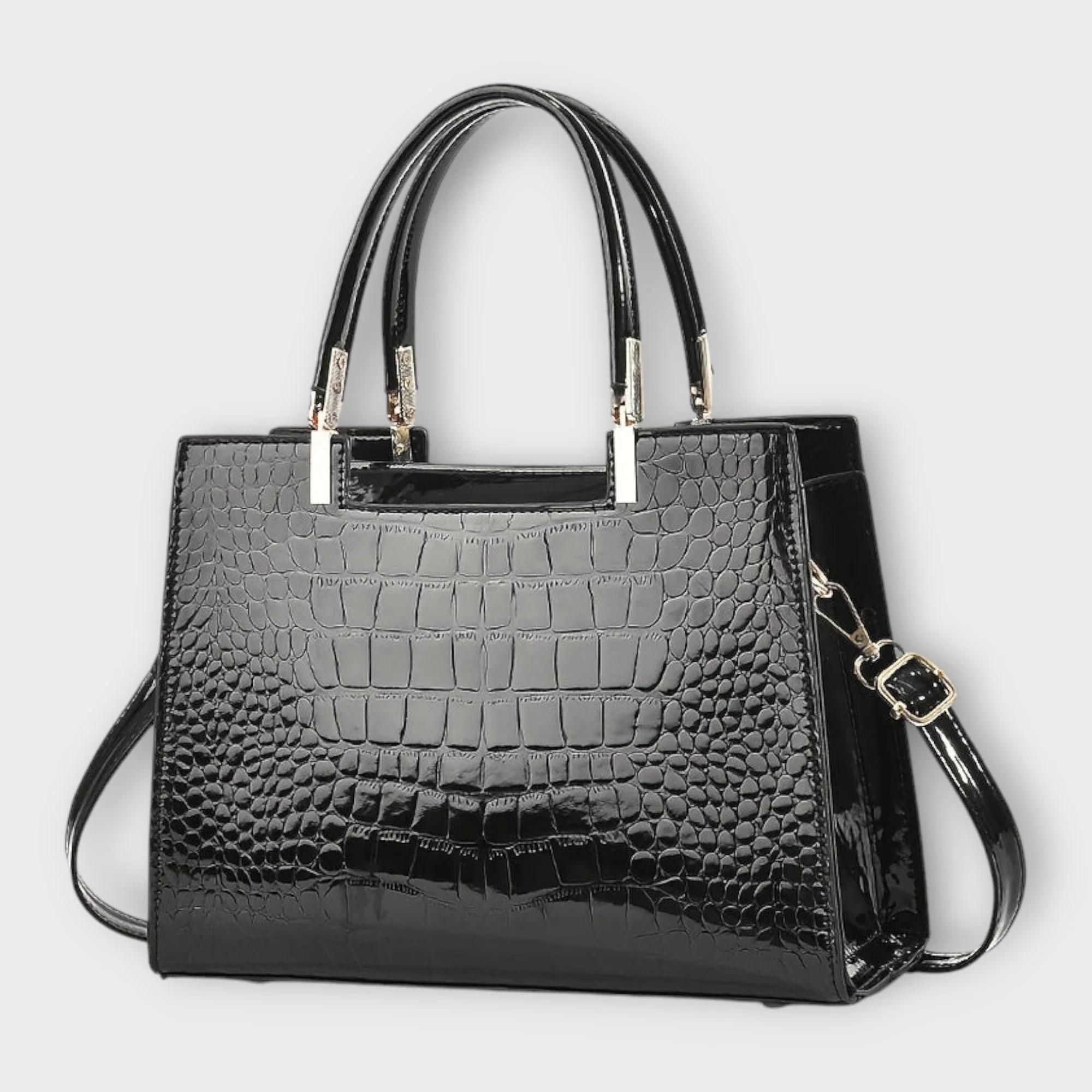 Olivia - Glossy Crocodile Pattern Handbag - Image 6