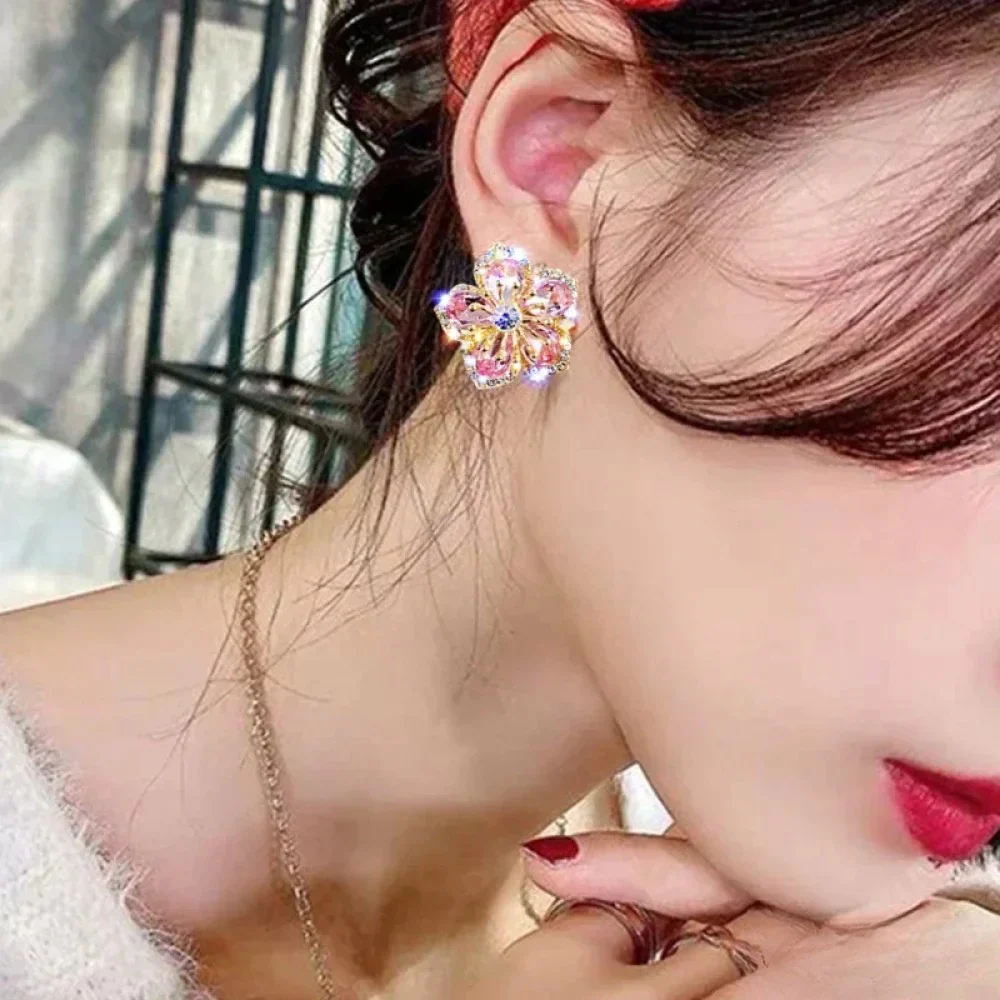 Sterling Silver Earrings with Colorful Zirconia - Image 3
