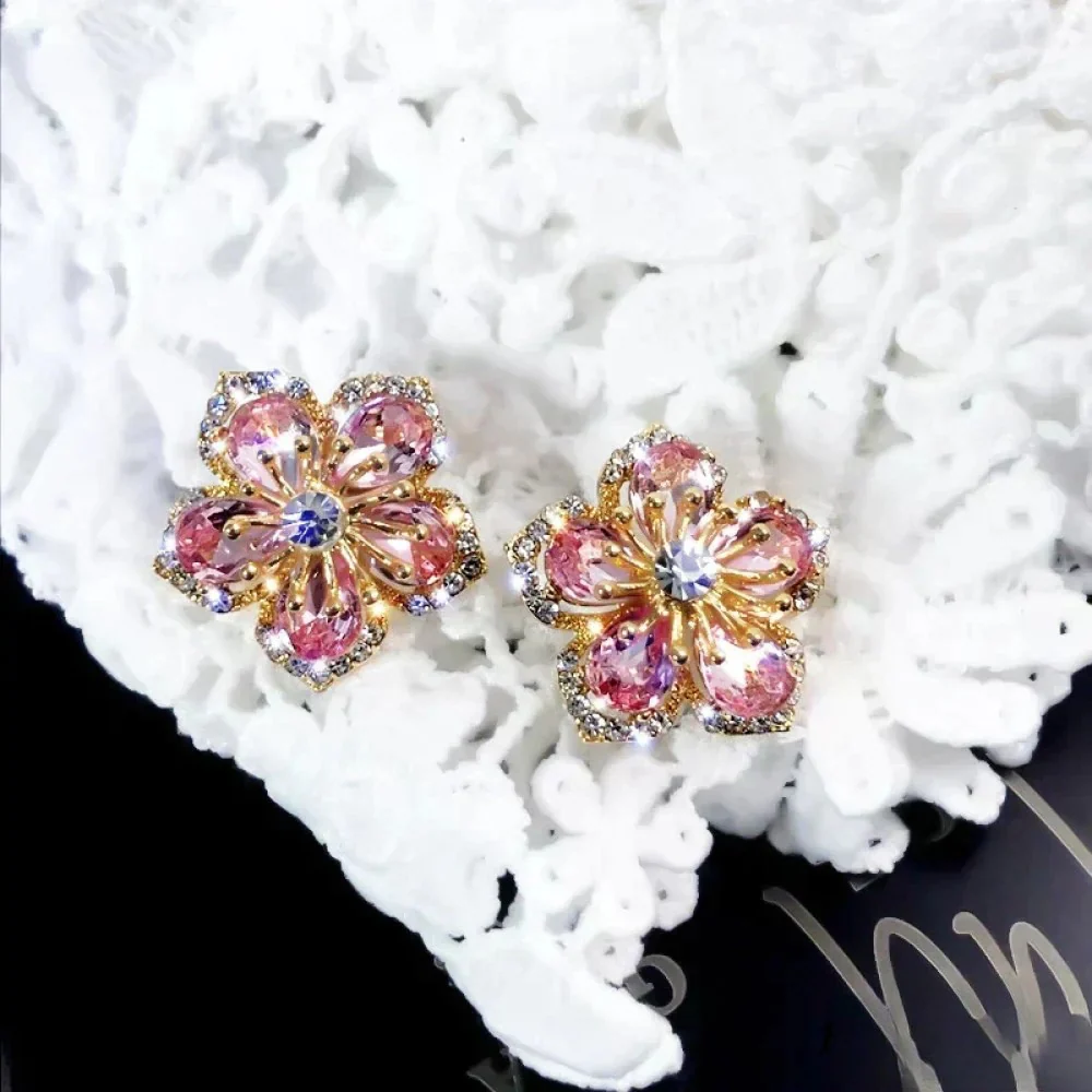 Sterling Silver Earrings with Colorful Zirconia - Image 4