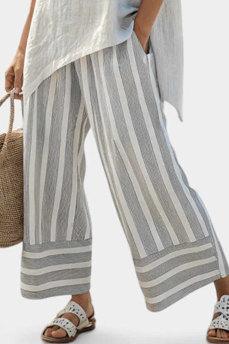 Talvora | Elegant Asymmetrical Blouse & Striped Pants - Image 3