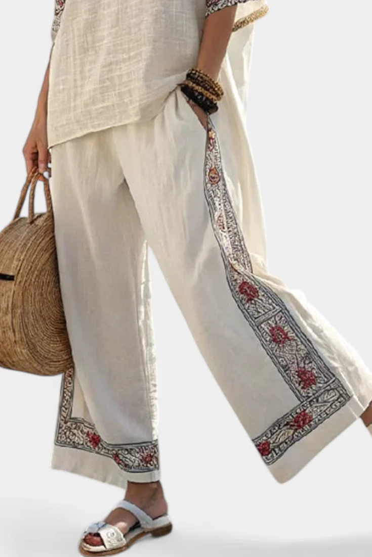 Tameric | Sophisticated Embroidered Raw Blouse & Wide Pants - Image 3