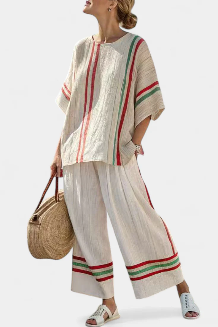 Truvane | Comfortable Boho Print Blouse & Loose-Fit Pants - Image 2