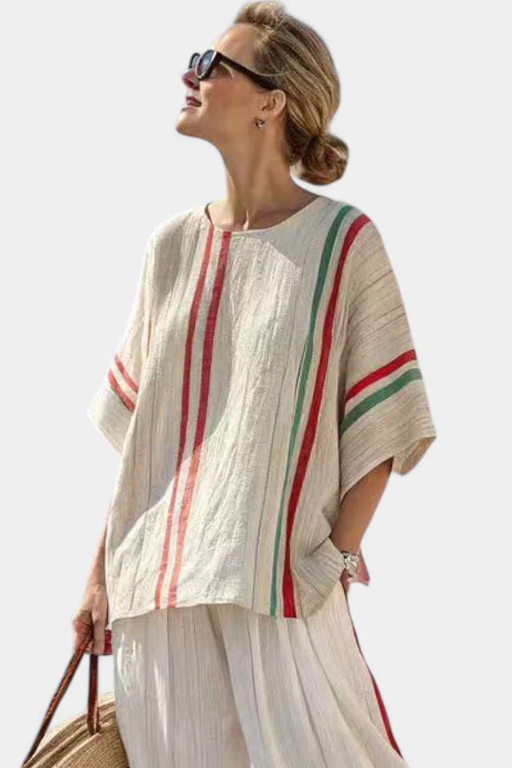 Truvane | Comfortable Boho Print Blouse & Loose-Fit Pants - Image 3