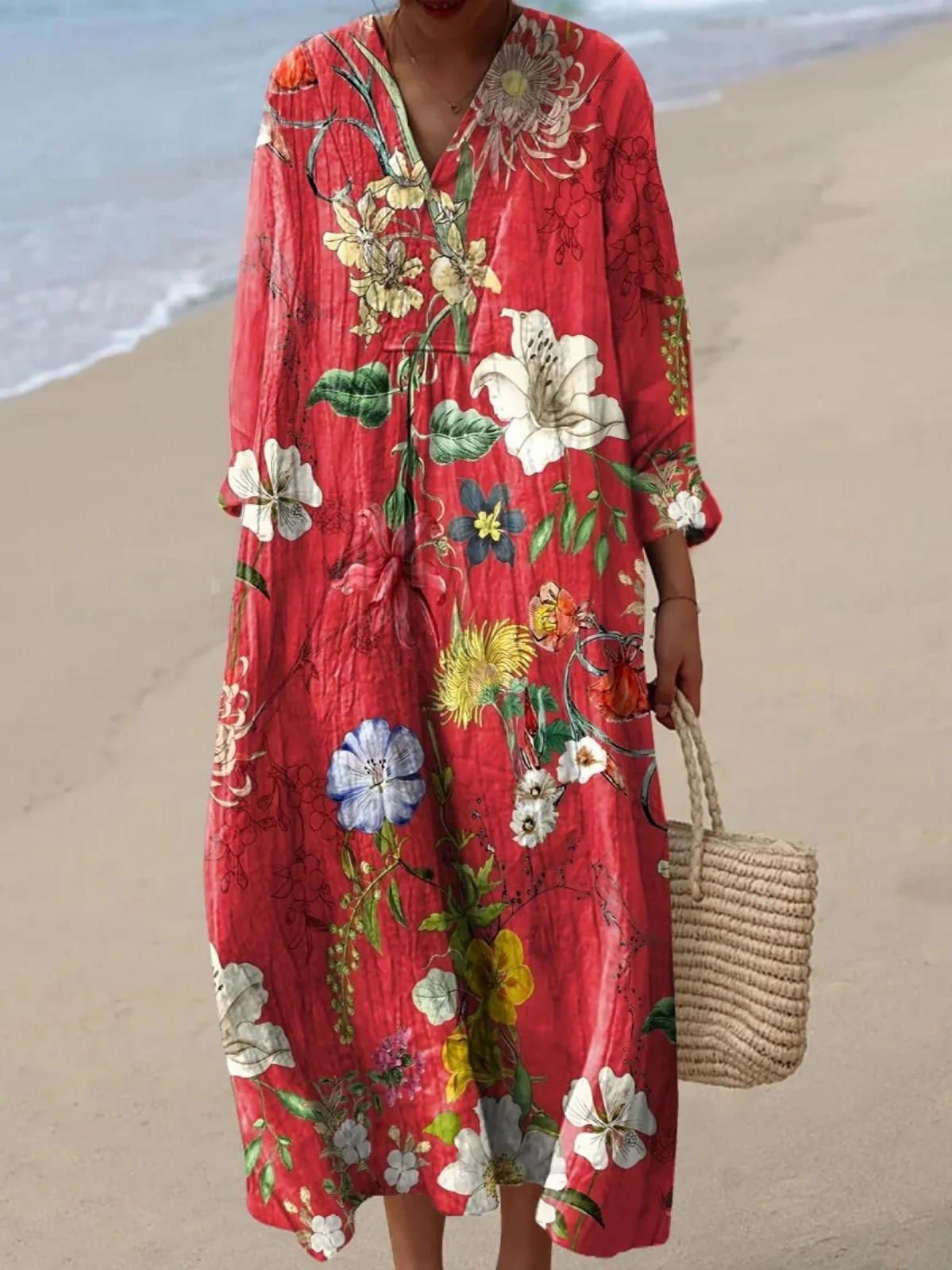Women's Vintage Lovely Floral Art Print Dress