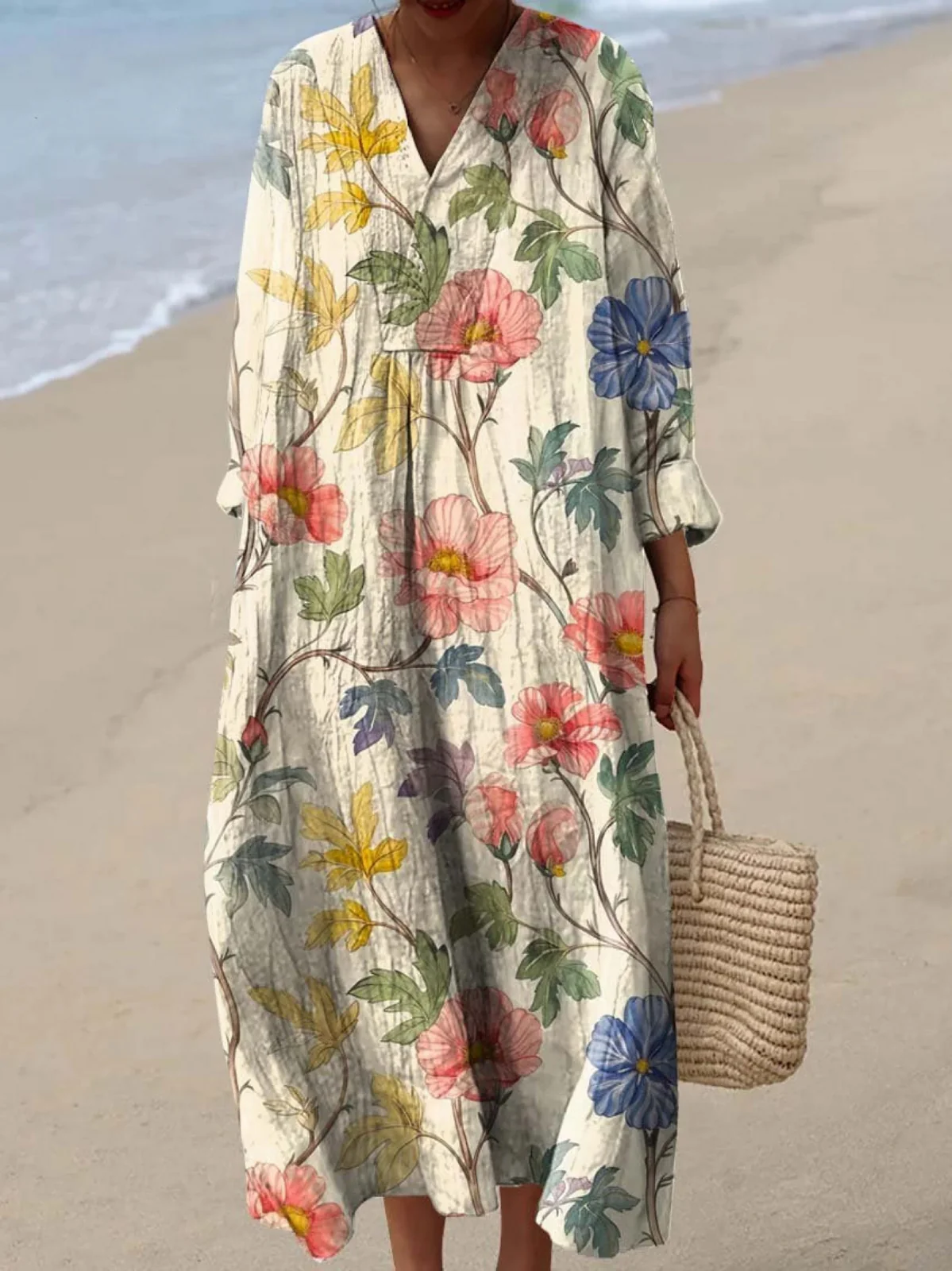 Women's Vintage Lovely Floral Art Print Dress