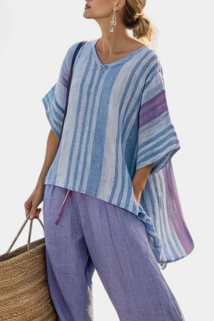 Zellora | Elegant Lavender & Sky Blue Top & Linen Pants - Image 3