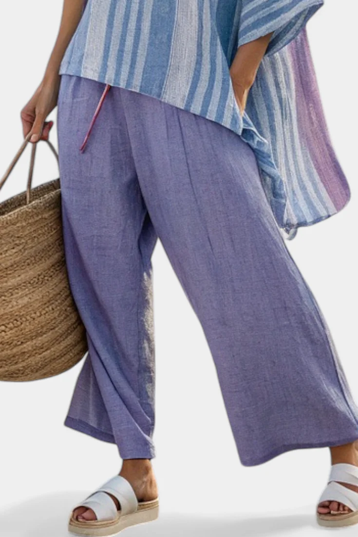 Zellora | Elegant Lavender & Sky Blue Top & Linen Pants - Image 4